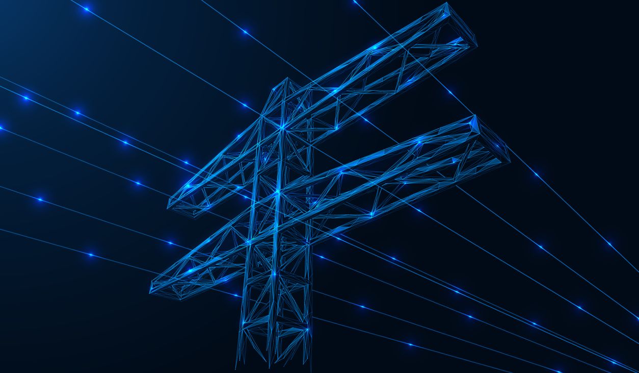 iStock-1302513427 electric power lines at night concept